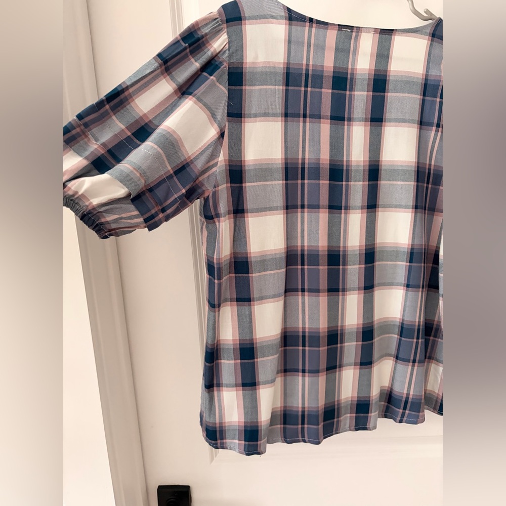 Como Vintage Blue and Pink Plaid Button-Down Shirt - Picture 5 of 8